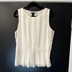 Ivory Pleated Sleeveless Blouse